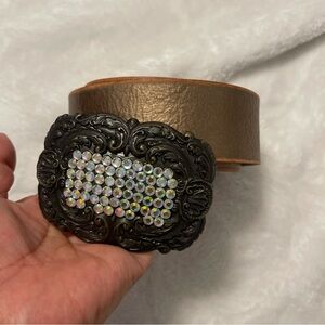 Fossil Women's Leather Rhinestone
Buckle Belt Size M